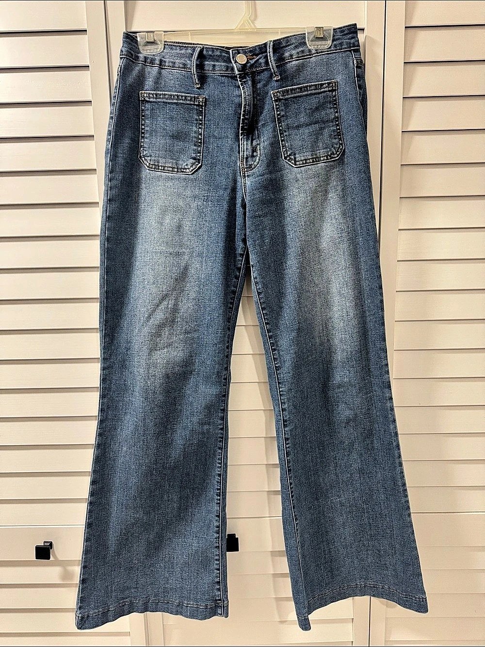 Indigo Six Women's Patch Pocket Flare Jeans Blue